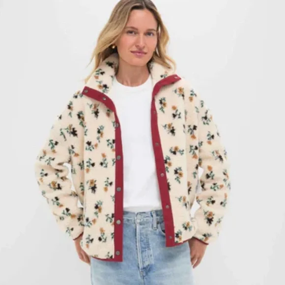 Saylor Tuckernuck Aliza Floral Sherpa Jacket Small - Picture 7 of 11
